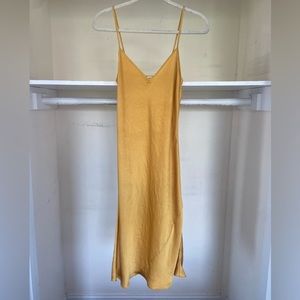 Aritzia Gold Midi Slip Dress